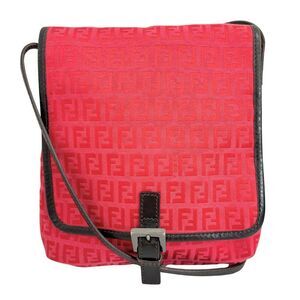 Fendi Zucca Shoulder Bag Canvas Crossbody Snap Buttons